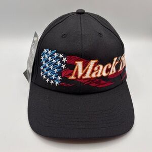 Rare VTG Mack Truck Bulldog Basics Cat Scratch American Flag Logo Snapback Hat